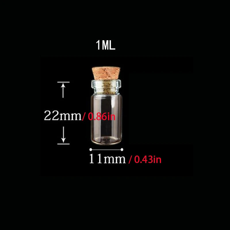 10 Pieces Clear Glass Bottles with Cork – 1ml & 2ml Empty Spice Jars for Science Experiments, Crafts & Mixing (24x12mm / 11x22mm)