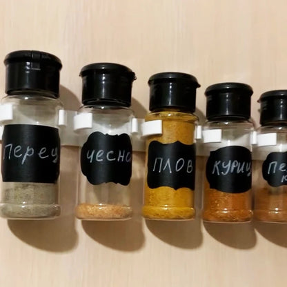 Plastic Spice Jars Seasoning Shaker Bottles with Organizer Rack – Kitchen Condiment Storage for Salt, Pepper & Spices