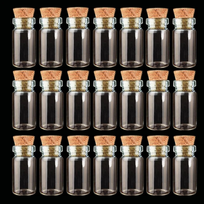 10 Pieces Clear Glass Bottles with Cork – 1ml & 2ml Empty Spice Jars for Science Experiments, Crafts & Mixing (24x12mm / 11x22mm)