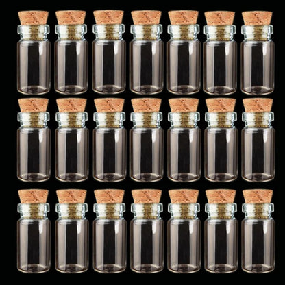 10 Pieces Clear Glass Bottles with Cork – 1ml & 2ml Empty Spice Jars for Science Experiments, Crafts & Mixing (24x12mm / 11x22mm)