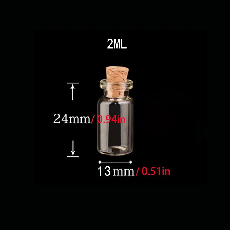 10 Pieces Clear Glass Bottles with Cork – 1ml & 2ml Empty Spice Jars for Science Experiments, Crafts & Mixing (24x12mm / 11x22mm)