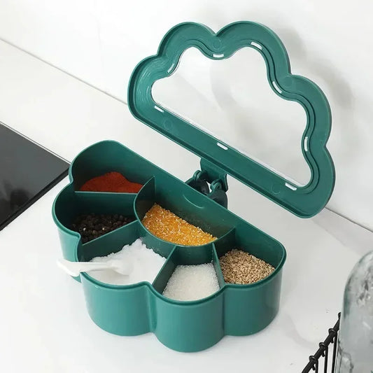 Kitchen 6-in-1 Seasoning Box Set – Pepper, Sugar, Salt & Spice Storage Jars with Stirring Gadgets and Condiment Containers
