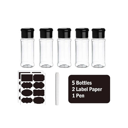 Plastic Spice Jars Seasoning Shaker Bottles with Organizer Rack – Kitchen Condiment Storage for Salt, Pepper & Spices