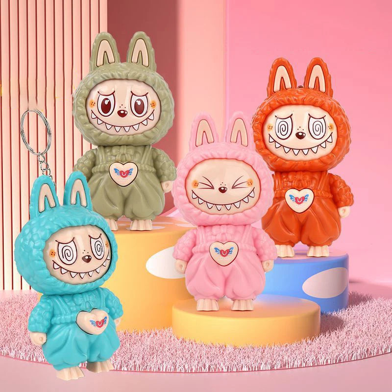 "NEW Labubu Face Changing Doll Keychain – Pop Mart Cartoon Stress Relief Toy | Kawaii Pendant Bag Charm | Cute Gift for Kids & Collectors"