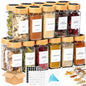 12pcs Glass Spice Jars with Bamboo Lids – Includes Minimalist Labels, Stickers & Funnel, Kitchen Spice Jar Set