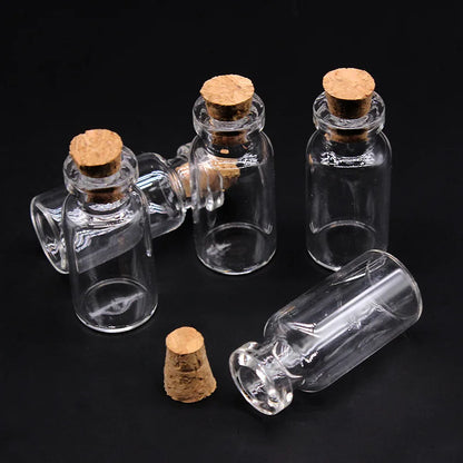 10 Pieces Clear Glass Bottles with Cork – 1ml & 2ml Empty Spice Jars for Science Experiments, Crafts & Mixing (24x12mm / 11x22mm)