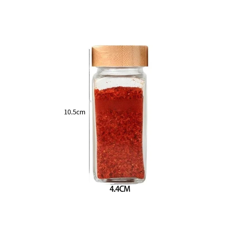 12pcs Glass Spice Jars with Bamboo Lids – Includes Minimalist Labels, Stickers & Funnel, Kitchen Spice Jar Set