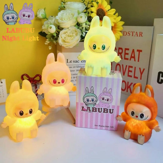 Labubu Night Light & DIY Resin Car Model - Cute Cartoon Bedside Companion