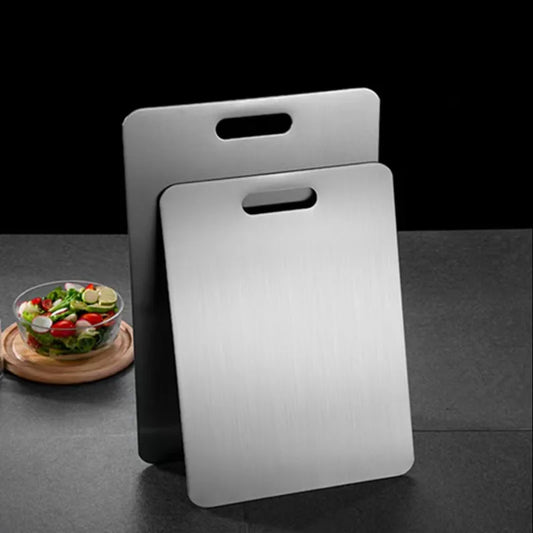 Stainless Steel Cutting Board – Non-Slip, Double-Sided, Thickened Portable Chopping Board for Fruit, Meat & Vegetables