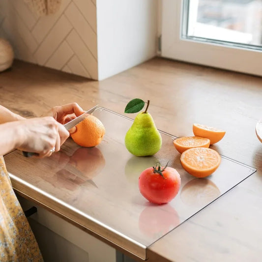 Clear Acrylic Cutting Board with Counter Lip – Thick, Anti-Slip Kitchen Cutting Board for Home Use, Durable Kitchen Tool